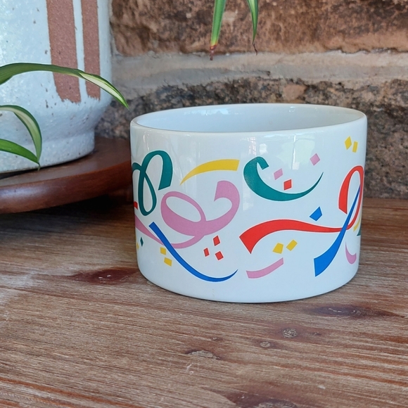 80's F.T.D.A Multi Color Confetti Planter, Soup Cup, Dish - Picture 3 of 4